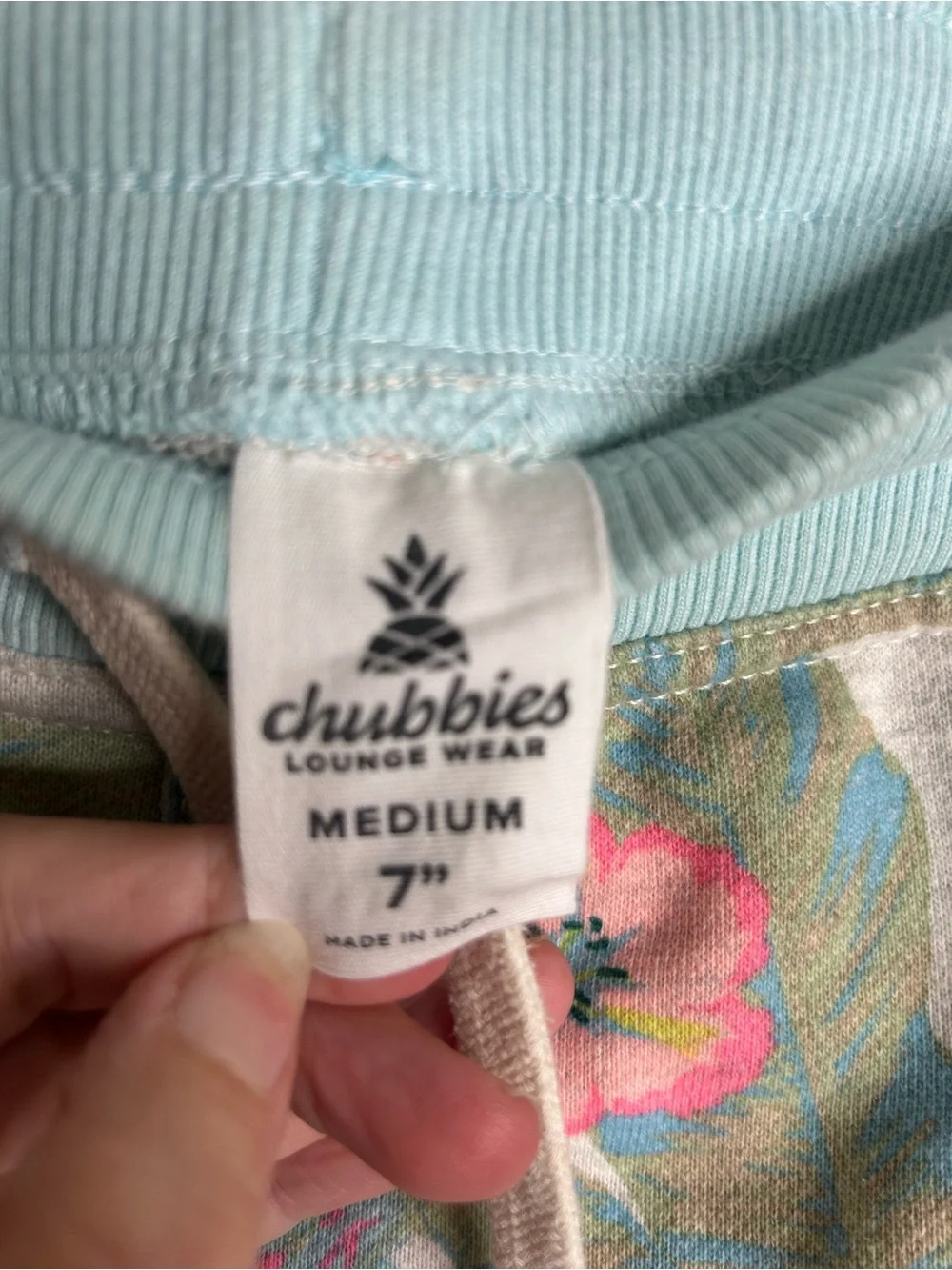 Chubbies Lounge Wear Medium 7” Shorts Tropical Floral Green Pink